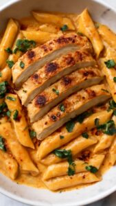 creamy marry me chicken pasta in bowl