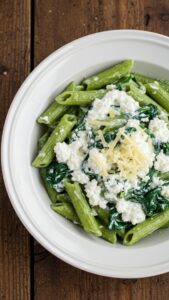 spinach cottage cheese pasta with creamy sauce