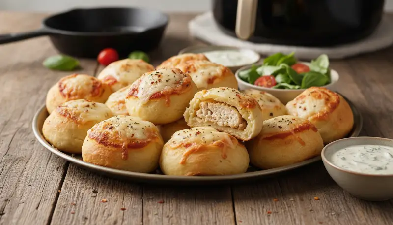 protein pizza recipe, healthy pizza bites, high protein snacks, low-cal pizza rolls, meal prep pizza bites, easy protein dinner, mozzarella pizza rolls, air fryer pizza rolls featured-hero