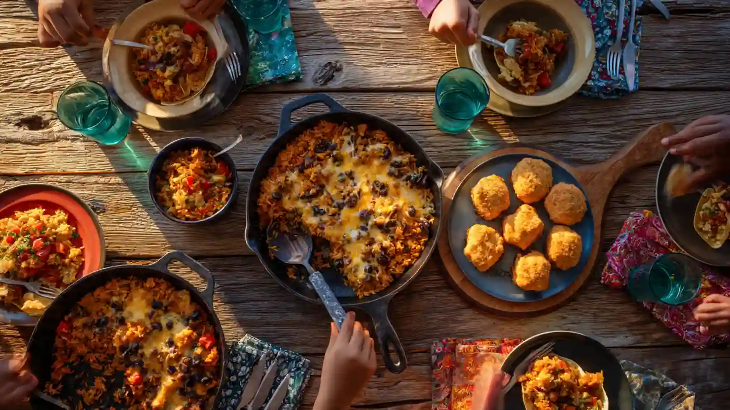 a cozy overhead view of a family