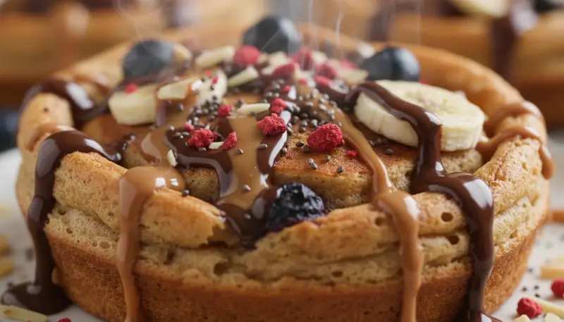 Baked Protein Pancake Bowls close up details