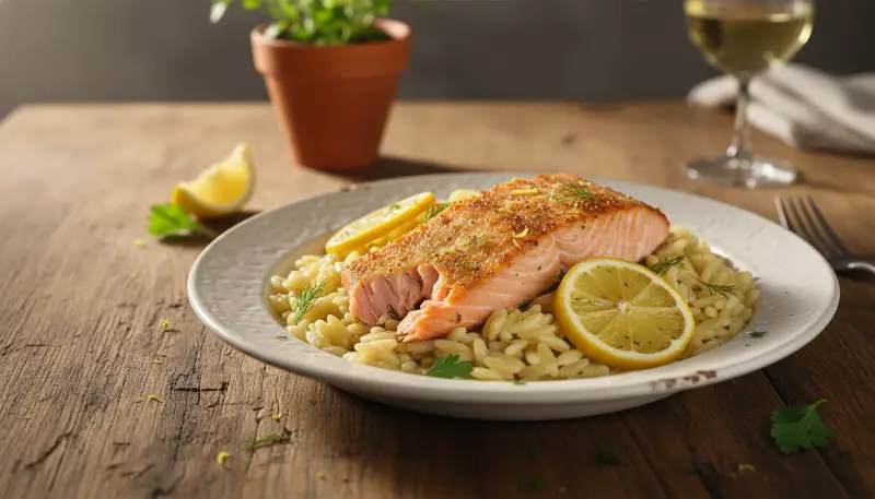 Easy One Skillet Salmon Lemon Orzo featured-hero