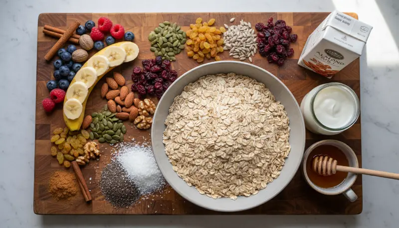 The Little Shine: Life Made Simple with Protein-Rich Overnight Oats & Homemade Muesli ingredients